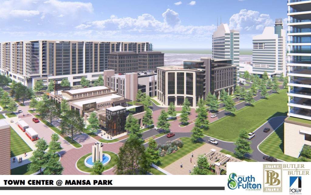 Town Center at Mansa Park urban development rendering